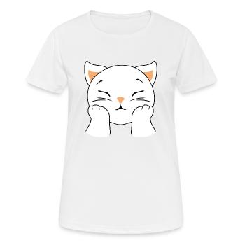 Chat rêveur - T-shirt respirant Femme - blanc - Devant - AI Model Female 172 dark (172cm)