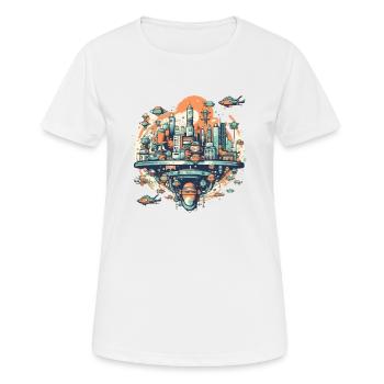 Ville futuriste - T-shirt respirant Femme - blanc - Devant - AI Model Female 172 dark (172cm)