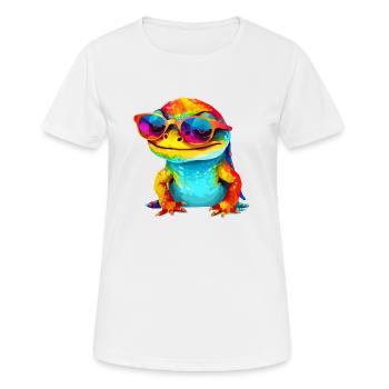 Ouk, die Brillenechse - Frauen T-Shirt atmungsaktiv - Weiß - Vorne - AI Model Female 172 dark (172cm)