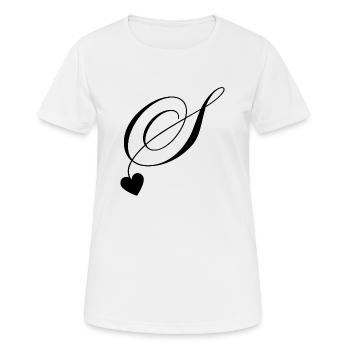 Lettre s calligraphie cœur - T-shirt respirant Femme - blanc - Devant - AI Model Female 172 dark (172cm)