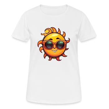 Soleil avec lunettes de soleil - T-shirt respirant Femme - blanc - Devant - AI Model Female 172 dark (172cm)