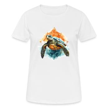 Nature abstraite : mauvais œil de la tortue - T-shirt respirant Femme - blanc - Devant - AI Model Female 172 dark (172cm)