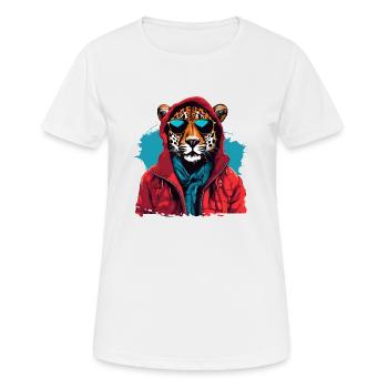 Streetstyle-Gepard | Geparden-Liebhaber - Frauen T-Shirt atmungsaktiv - Weiß - Vorne - AI Model Female 172 dark (172cm)