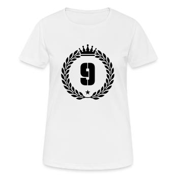 9 krone - Frauen T-Shirt atmungsaktiv - Weiß - Vorne - AI Model Female 172 dark (172cm)