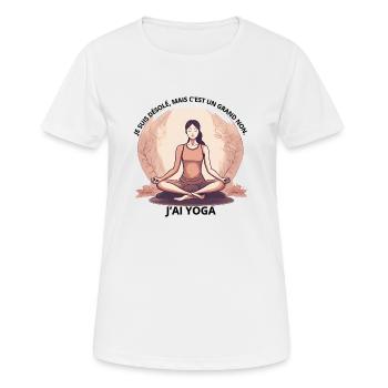 Non je ne peux pas j'ai YOGA - T-shirt respirant Femme - blanc - Devant - AI Model Female 172 dark (172cm)