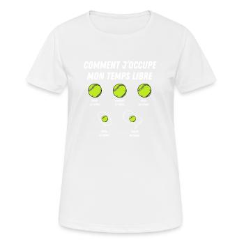 comment j'occupe mon temps libre - T-shirt respirant Femme - blanc - Devant - AI Model Female 172 dark (172cm)
