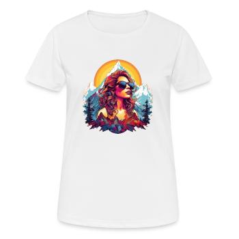 Wander Shirt mit Bergen und Natur Alpen Berg - Frauen T-Shirt atmungsaktiv - Weiß - Vorne - AI Model Female 172 dark (172cm)