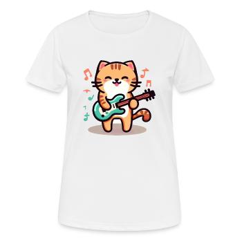 Rock n Roll Cat - Women's Breathable T-Shirt - white - Front - AI Model Female 172 dark (172cm)