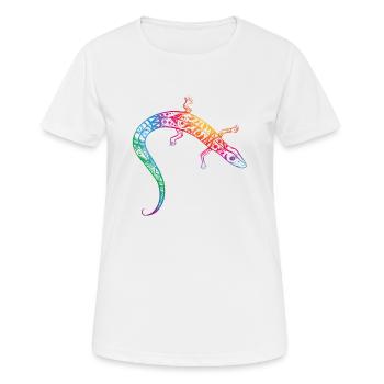 Bunte Eidechse - Frauen T-Shirt atmungsaktiv - Weiß - Vorne - AI Model Female 172 dark (172cm)
