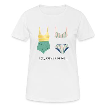 Arena, Sol y Besos - Women's Breathable T-Shirt - white - Front - AI Model Female 172 dark (172cm)
