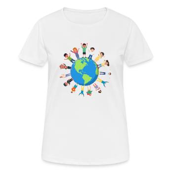 Menschen - Frauen T-Shirt atmungsaktiv - Weiß - Vorne - AI Model Female 172 dark (172cm)