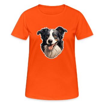 Tête de Border Collie - T-shirt respirant Femme - orange néon - Devant - AI Model Female 172 dark (172cm)