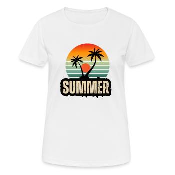 Tropische Gelassenheit: Eine Symphonie des Sonnenuntergangs - Frauen T-Shirt atmungsaktiv - Weiß - Vorne - AI Model Female 172 dark (172cm)