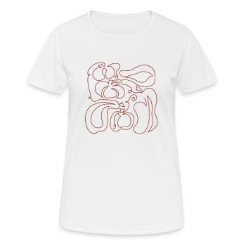 Kürbis Pumpkin Line art rot - Frauen T-Shirt atmungsaktiv - Weiß - Vorne - AI Model Female 172 dark (172cm)
