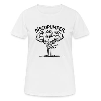 Der Discopumper - Frauen T-Shirt atmungsaktiv - Weiß - Vorne - AI Model Female 172 dark (172cm)