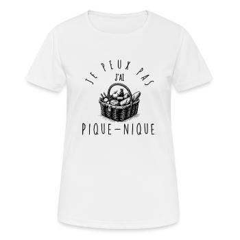 Ich kann nicht, ich mache ein Picknick. - Frauen T-Shirt atmungsaktiv - Weiß - Vorne - AI Model Female 172 dark (172cm)