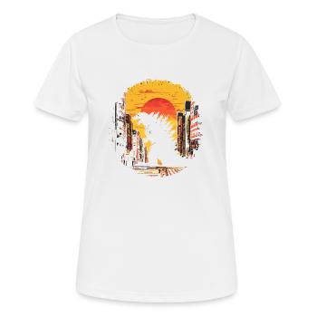 Kaiju Monster Design Coucher de soleil idée cadeau - T-shirt respirant Femme - blanc - Devant - AI Model Female 172 dark (172cm)