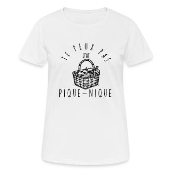 Ich kann nicht, ich mache ein Picknick. - Frauen T-Shirt atmungsaktiv - Weiß - Vorne - AI Model Female 172 dark (172cm)