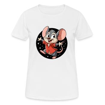 Maus tanzt in der Nacht - Frauen T-Shirt atmungsaktiv - Weiß - Vorne - AI Model Female 172 dark (172cm)