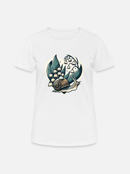 Cottagecore Schnecke und Maiglöckchen - Frauen T-Shirt atmungsaktiv - Weiß