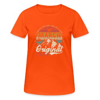 Genial seit März 1982 | Geburtstag März 1982 - Frauen T-Shirt atmungsaktiv - Neonorange - Vorne - AI Model Female 172 dark (172cm)