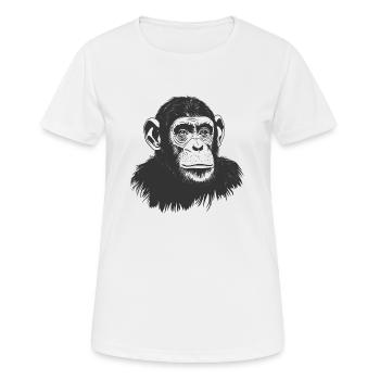 Schimpanse - Affe - Frauen T-Shirt atmungsaktiv - Weiß - Vorne - AI Model Female 172 dark (172cm)