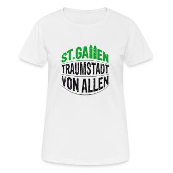 St.Gallen - Traumstadt von allen - Frauen T-Shirt atmungsaktiv - Weiß - Vorne - AI Model Female 172 dark (172cm)