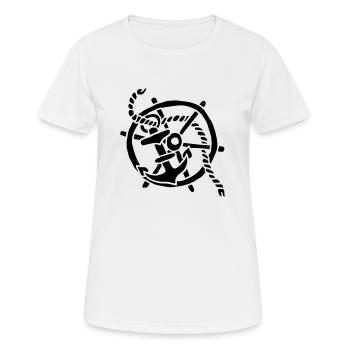 Anker Seemann Anchor Sailor Tattoo Oldschool SOS - Frauen T-Shirt atmungsaktiv - Weiß - Vorne - AI Model Female 172 dark (172cm)