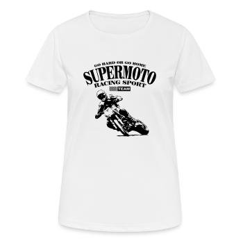 Supermoto - Frauen T-Shirt atmungsaktiv - Weiß - Vorne - AI Model Female 172 dark (172cm)