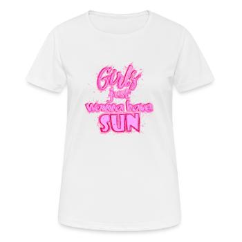 Girls have Sun (Schriftzug) 02 - Frauen T-Shirt atmungsaktiv - Weiß - Vorne - AI Model Female 172 dark (172cm)