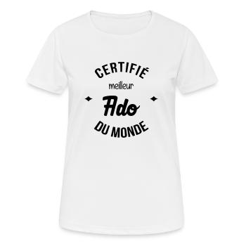 adolescent / enfant / ado / adolescente - T-shirt respirant Femme - blanc - Devant - AI Model Female 172 dark (172cm)