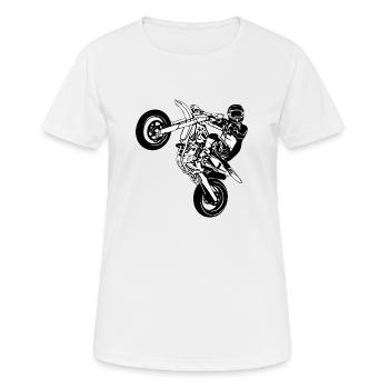 Supermoto - Frauen T-Shirt atmungsaktiv - Weiß - Vorne - AI Model Female 172 dark (172cm)