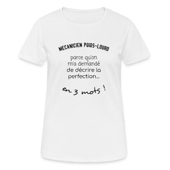 mécano parfait 3 mots - T-shirt respirant Femme - blanc - Devant - AI Model Female 172 dark (172cm)