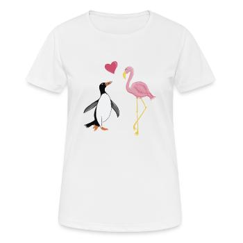 Pinguin und Flamingo BFFs - Frauen T-Shirt atmungsaktiv - Weiß - Vorne - AI Model Female 172 dark (172cm)