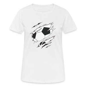 ballon de foot, pour les footeux tshirt déchiré - T-shirt respirant Femme - blanc - Devant - AI Model Female 172 dark (172cm)