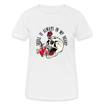tete de mort old school crane fleur rose dague - T-shirt respirant Femme - blanc - Devant - AI Model Female 172 dark (172cm)