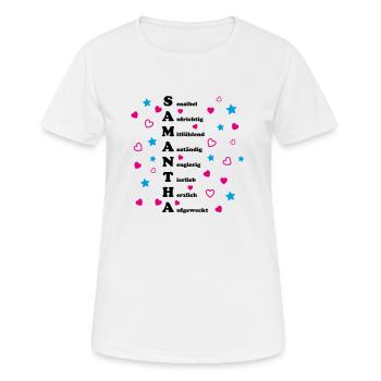 Samantha - Frauen T-Shirt atmungsaktiv - Weiß - Vorne - AI Model Female 172 dark (172cm)