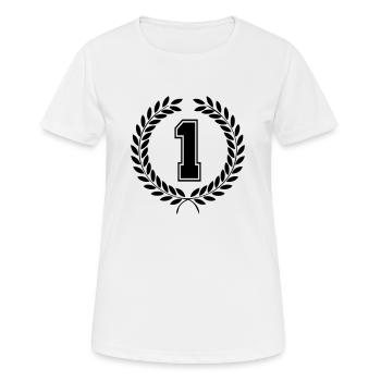 1 - Frauen T-Shirt atmungsaktiv - Weiß - Vorne - AI Model Female 172 dark (172cm)