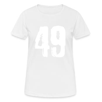 49 Zahl Trikot - Frauen T-Shirt atmungsaktiv - Weiß - Vorne - AI Model Female 172 dark (172cm)