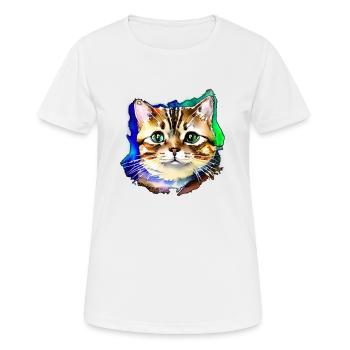 Katzengesicht 3 - Frauen T-Shirt atmungsaktiv - Weiß - Vorne - AI Model Female 172 dark (172cm)