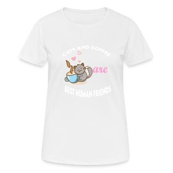 cats and coffee best Human Friends - T-shirt respirant Femme - blanc - Devant - AI Model Female 172 dark (172cm)