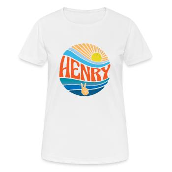 Henry Hemd Vintage Sonnenuntergang Henry Groovy Tie Dye - Frauen T-Shirt atmungsaktiv - Weiß - Vorne - AI Model Female 172 dark (172cm)