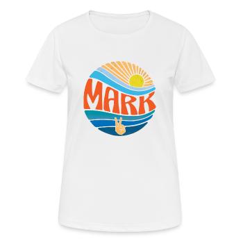 Mark Shirt Vintage Sunset Mark Groovy Tie Dye - Frauen T-Shirt atmungsaktiv - Weiß - Vorne - AI Model Female 172 dark (172cm)