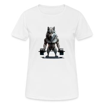 Le loup aux altères - T-shirt respirant Femme - blanc - Devant - AI Model Female 172 dark (172cm)