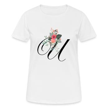 Brief u blumig - Frauen T-Shirt atmungsaktiv - Weiß - Vorne - AI Model Female 172 dark (172cm)