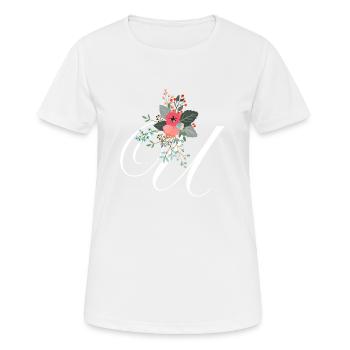 Brief u blumig - Frauen T-Shirt atmungsaktiv - Weiß - Vorne - AI Model Female 172 dark (172cm)