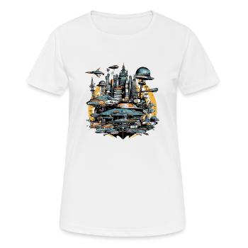 Mava futuristic city - Women's Breathable T-Shirt - white - Front - AI Model Female 172 dark (172cm)