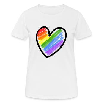 Regenbogenfahne LGBTQ Herz - Frauen T-Shirt atmungsaktiv - Weiß - Vorne - AI Model Female 172 dark (172cm)