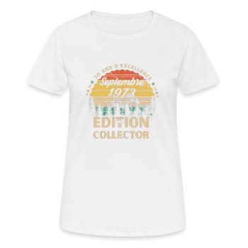 Aniversaire 50 Ans Septembre 1973 Vintage - T-shirt respirant Femme - blanc - Devant - AI Model Female 172 dark (172cm)