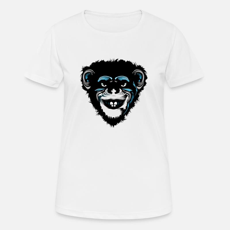testa scimmia scimpanzé macaco disegno 7 A - Maglietta da donna traspirante - bianco